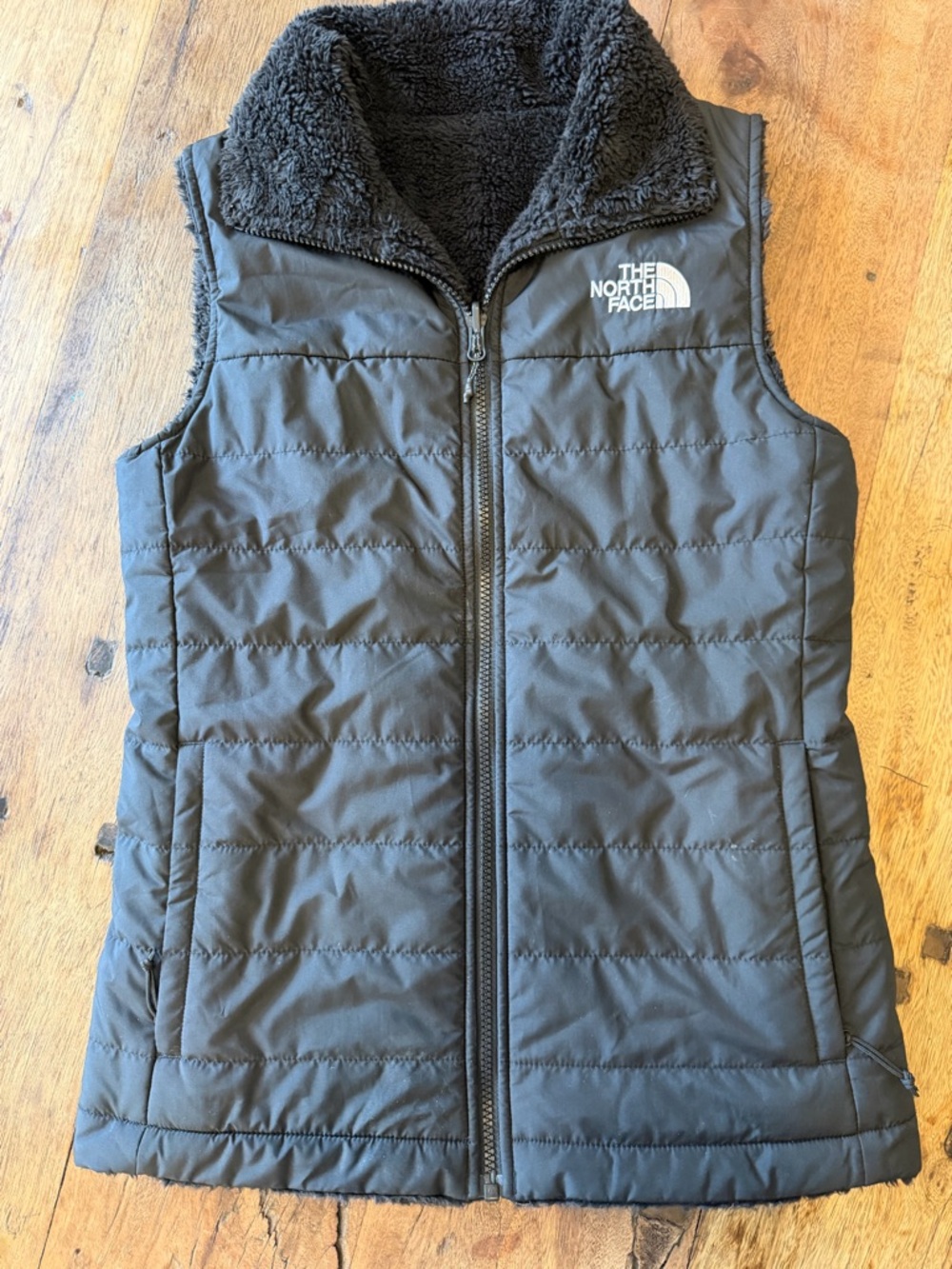 The North Face Black Quilted Sherpa-Lined Vest